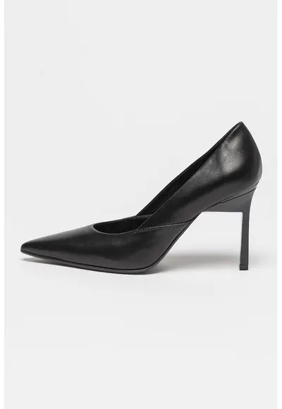 Pantofi de piele cu varf ascutit - Negru