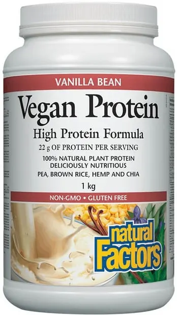 Vegan Protein, vanilie, 1 kg, Natural Factors