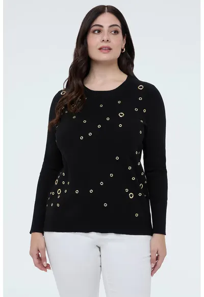 Pulover cu nituri - Negru