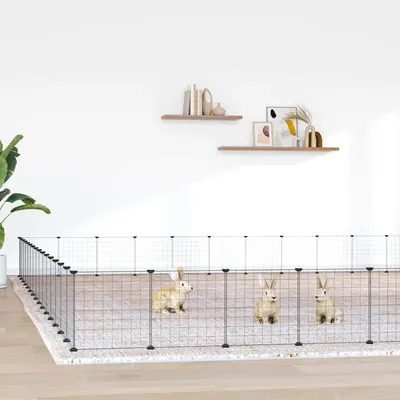vidaXL Cușcă animale de companie cu ușă 60 panouri negru 525x525x35 cm oțel