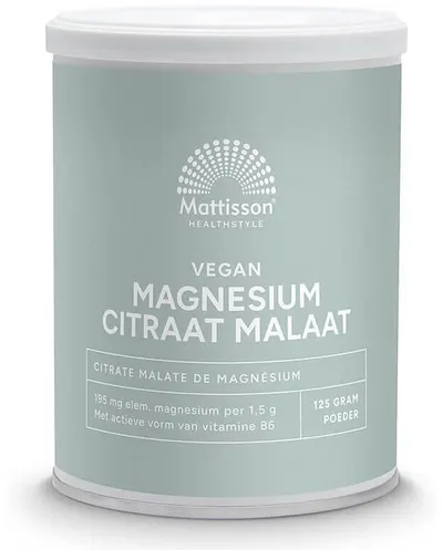 Vegan Magnesium Citrate Malate, 195 mg, 125 g, Mattisson Healthstyle