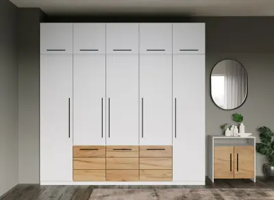 Dulap Inalt 2.5m Alb / Stejar Timea