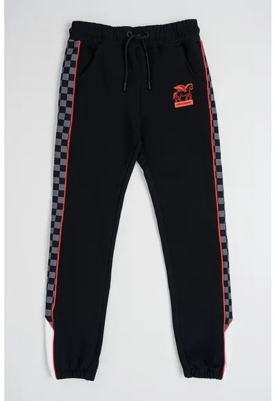 Pantaloni de trening cu imprimeu grafic - Gri/Negru stins