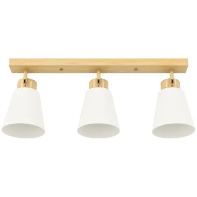 HOMCOM Candelabru de tavan cu 3 puncte de lumină reglabile la 90° și socluri E27, culoare lemn | Aosom Romania