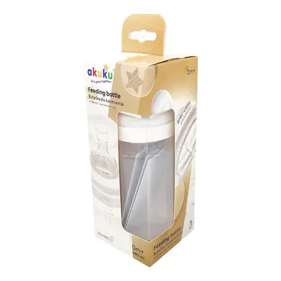 Biberon anticolici Akuku 240ml si gat larg, tetina din silicon cu supapa anticolici, materiale sigure fara BPA, indicator cantitate usor de citit