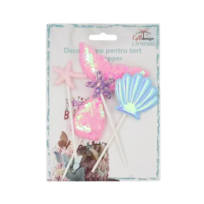 Cake Topper tort model coadă sirenă ciclam