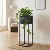 Ghiveci metalic negru pentru flori 70 cm