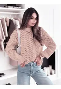 Pulover roz pudra tricotat cu model SH-G1389-WK M8 18198 - Roz