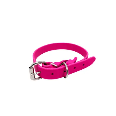 Zgarda din piele simplă - Roz - 55 cm / 25 mm