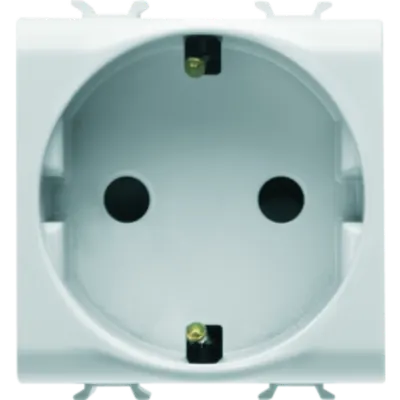 German Standard Priza 250v Ac - Quick Wiring Terminals - 2p+e 16a - 2 Modules - White - Chorus