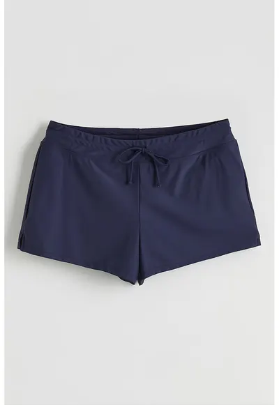 Pantaloni scurti cu captuseala incorporata si model uni - Bleumarin