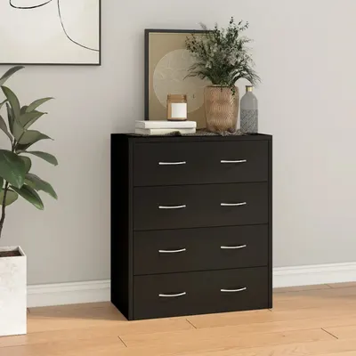 Gossi servanta cu 4 sertare, negru, 60x30,5x71 cm