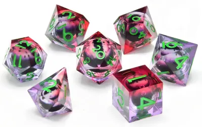 Set zaruri GlassStaff - Floating Eye RPG Dice Set, Poison Ivy Vision (7 buc.)