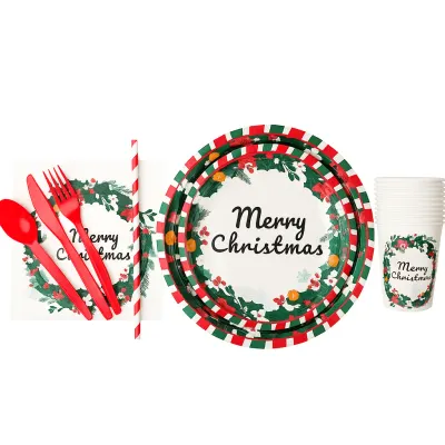 Kit de Petrecere "Merry Christmas" - Farfurii, Pahare, Tacâmuri și Șervețele - Default Title