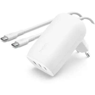 Incarcator Retea Cu Cablu USB-C Belkin BoostCharge, 67W, 3A, 3 x USB-C, Alb WCC002vf2MWH-B6