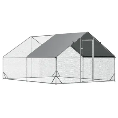 PawHut Coteț de Găini cu Cadru Zincat și Plasă Hexagonală, Țarc cu Acoperiș Impermeabil pentru Găini, Rațe și Iepuri, 3x4x2 m | Aosom Romania