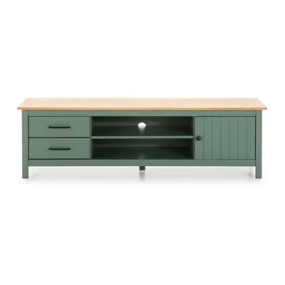 Masă TV verde/în culoare naturală din lemn masiv de pin 158x47 cm Miranda – Marckeric