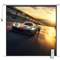 HOMCOM Ecran Proiecție de 120 inch cu Telecomandă, Suprafață de Proiecție din Plastic și Metal, 236,5x8x236,5 cm, Alb | Aosom Romania