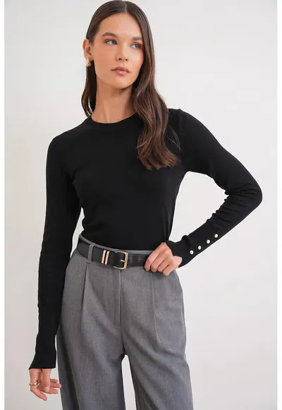 Pulover dama tricotat - Negru