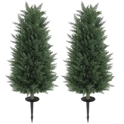 HOMCOM Set de 2 plante artificiale, chiparosi artificiali cu 831 de frunze fiecare, versatil, Verde | Aosom Romania