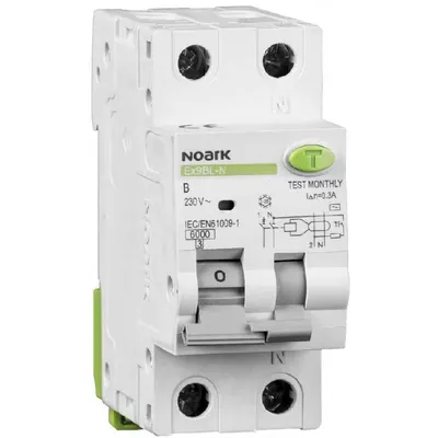 Intrerupator automat cu diferential RCBO Ex9BL-N 1P+N 25A/30mA, tip AC, curba B, 6kA Noark 107624