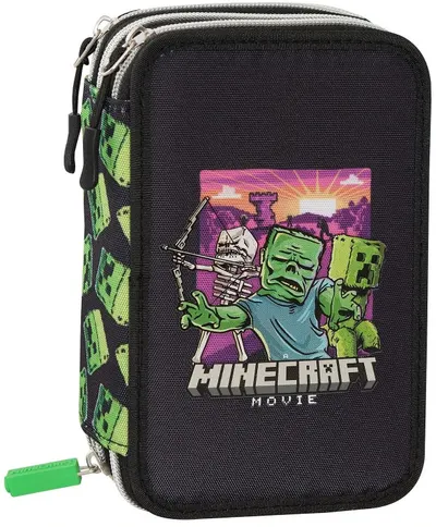 Penar cu rechizite Panini Minecraft - Movie, 3 fermoare