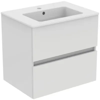 Set dulap baie suspendat cu lavoar inclus 60x45 cm, 2 sertare, alb lucios, Ideal Standard Eurovit