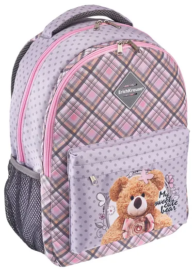 Ghiozdan școlar Erich Krause EasyLine - Teddy Bear, 2 compartimente, 20 l
