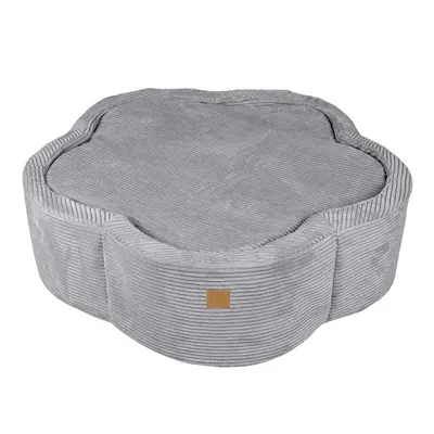 Piscină cu bile gri din catifea reiată ø 90 cm înălțime 30 cm – Meowbaby