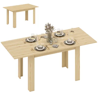 HOMCOM Masă de dining extensibilă, masă de bucătărie rectagulară, pentru 6-8 persoane, 140-180 x 80 cm, efect lemn natural | Aosom Romania