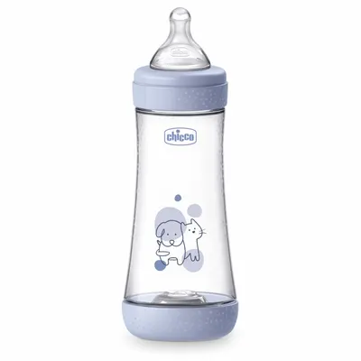 Biberon Chicco Perfect5 300ml, biofunctional, anti-colici, tetina silicon, flux rapid, baiat, 4luni