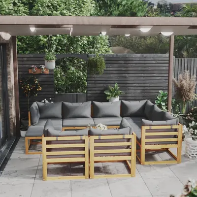 Gossi set mobilier gradina cu perne, 10 piese, lemn masiv de acacia