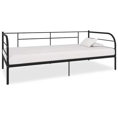 vidaXL Cadru pat de zi, negru, 90 x 200 cm, metal