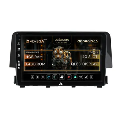 Navigatie Honda Civic X Sedan (2015-2021), Android, A-Octacore 4GB RAM + 64GB ROM, 9 Inch - AD-BGA9004+AD-BGRKIT004