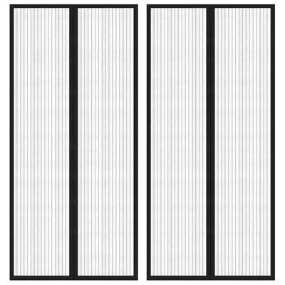 Gossi perdea de usa anti-insecte cu magnet, 2 buc., negru, 210x90 cm
