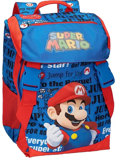 Ghiozdan școlar Panini Super Mario - Albastru Standart, 2 compartimente