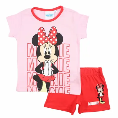 Pijamale copii cu maneca scurta, bumbac, multicolor, Happy, Minnie Mouse, Disney Engros