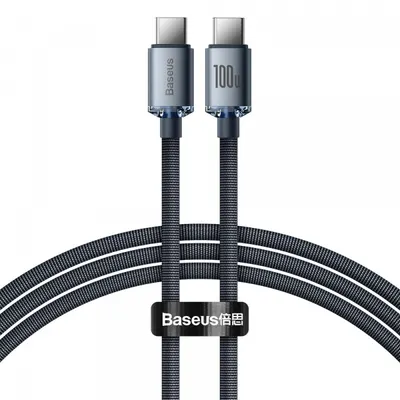 Cablu Date si Incarcare USB-C - USB-C Baseus Crystal Shine Series, 100W, 1.2m, Negru CAJY000601