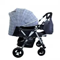 Carucior pentru copii Baby Care PRO 511 Gri Jeans Carouri Cu geanta bebe inclusa, Cadru aluminiu, Maner reversibil, Spatar reglabil in 5 trepte, Amortizoare, Plasa insecte, Frana picior, Pliabil