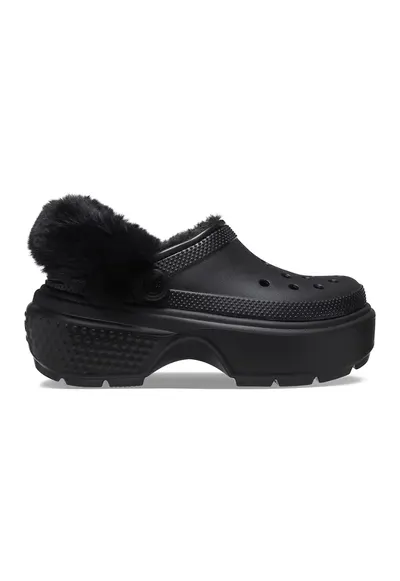 Saboti slingback cu captuseala din blana sintetica - Negru