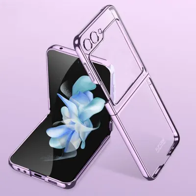 Husa Luxury Frame, Hard case, Antisoc, Compatibil cu Samsung Galaxy Z Flip 6, Protectie full, Mov Engros