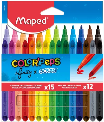 Set creativ Maped Color Peps - Infinity, 15 creioane + 12 carioci