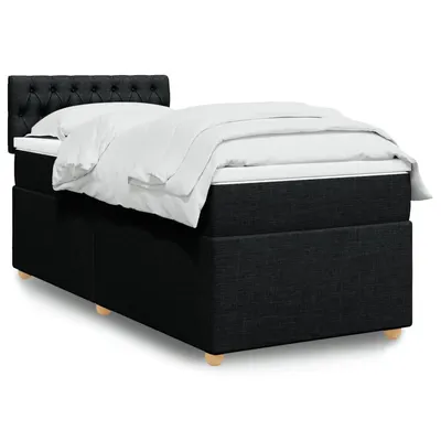 Gossi pat box spring cu saltea, negru, 100x200 cm, textil