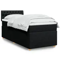 Gossi pat box spring cu saltea, negru, 100x200 cm, textil