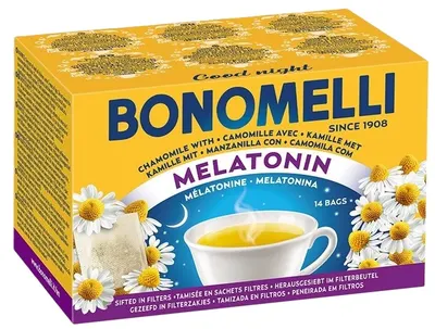 Ceai din plante, mușețel cu melatonină și magneziu, 14 plicuri filtrante, Bonomelli