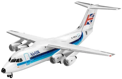 Model de asamblat Revell Modern: Avioane - BAe 146-200 “AirUK” (cu accesorii incluse)