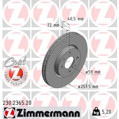 Disc frana ZIMMERMANN 230.2365.20