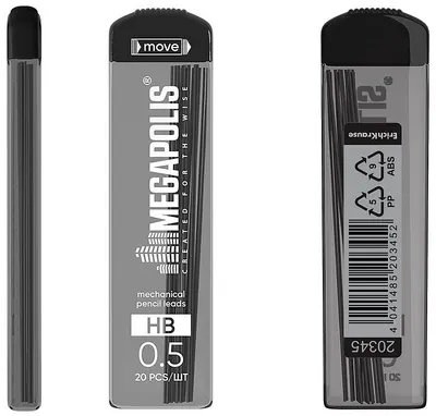 Mine din grafit pentru creion automat Erich Krause - HB, 0.5 mm, 20 buc