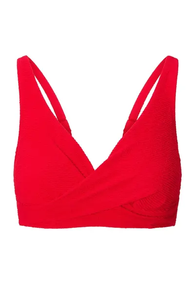 Sutien de baie texturat cu model petrecut - Rosu