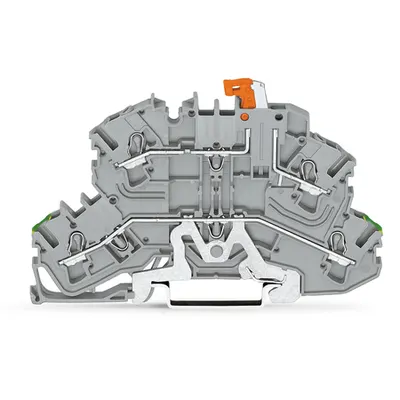 Double-deck disconnect terminal block; with pivoting knife disconnect; for DIN-rail 35 x 15 and 35 x 7.5; 2.5 mm²; Push-in CAGE CLAMP®; 2,50 mm²; gray